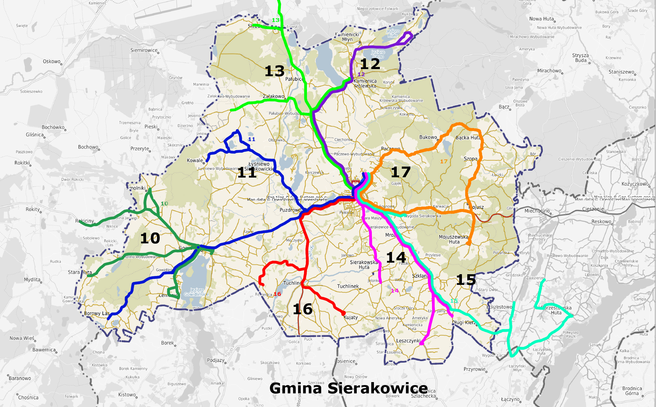 Mapa Sierakowice